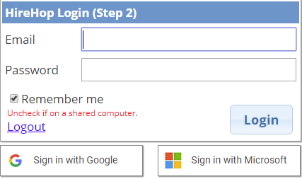 Rental business software login with Google or Microsoft
